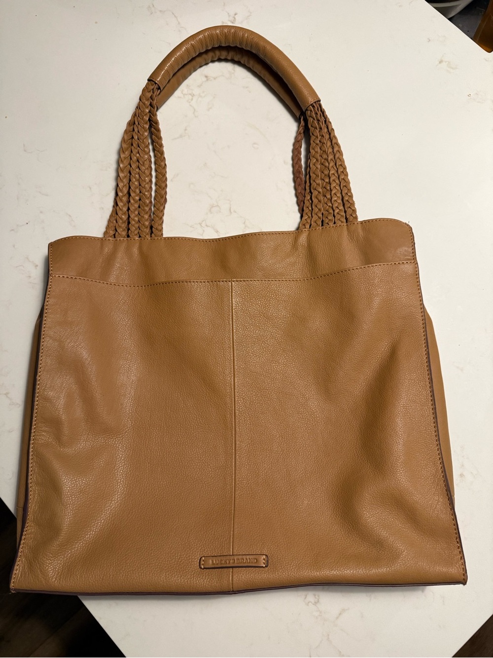 Lucky Brand Mina Tan Leather Tote Boho Chic - Picture 3 of 12